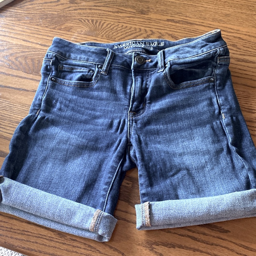 American Eagle Skinny Bermuda Blue Denim Shorts